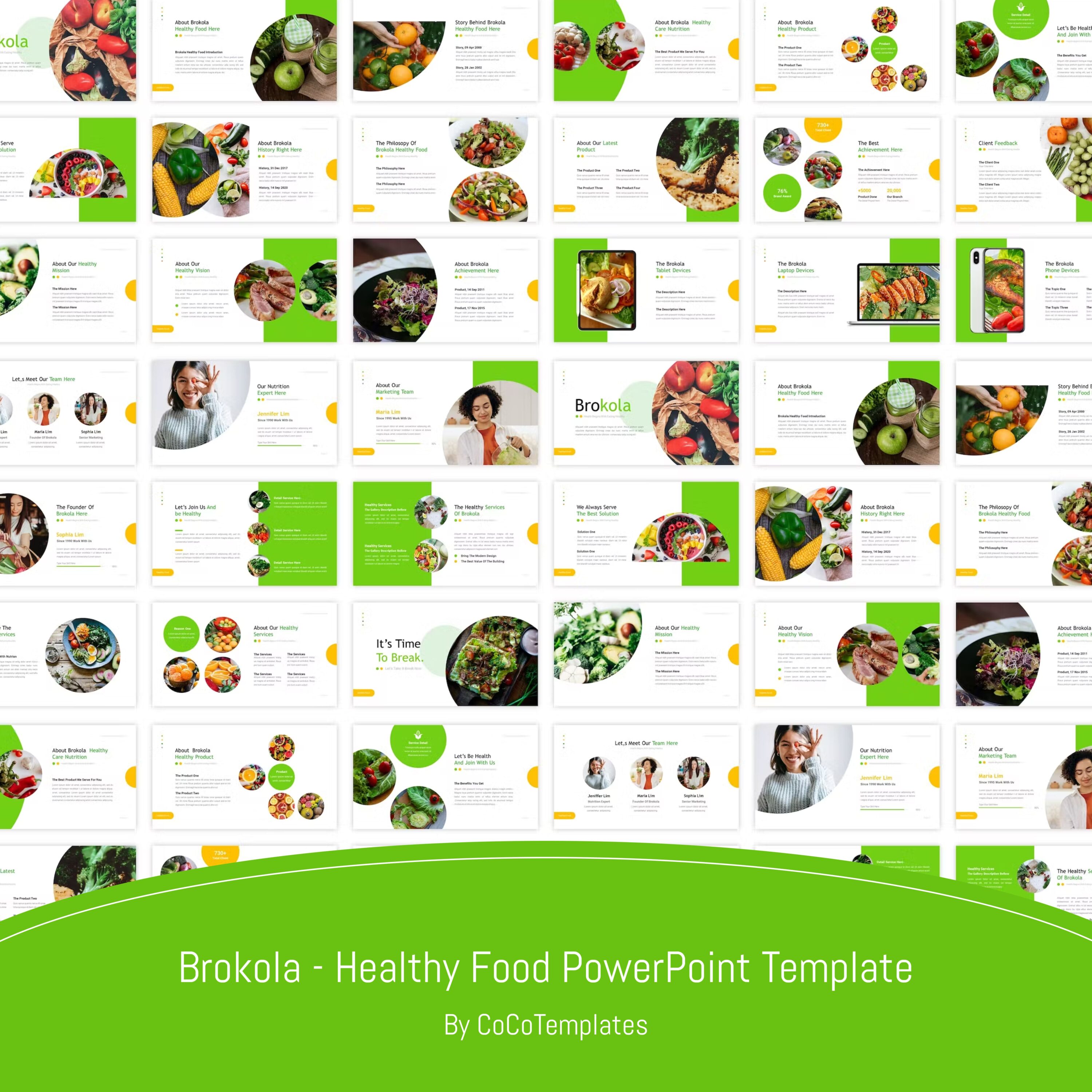 Brokola Healthy Food PowerPoint Template - main image preview.