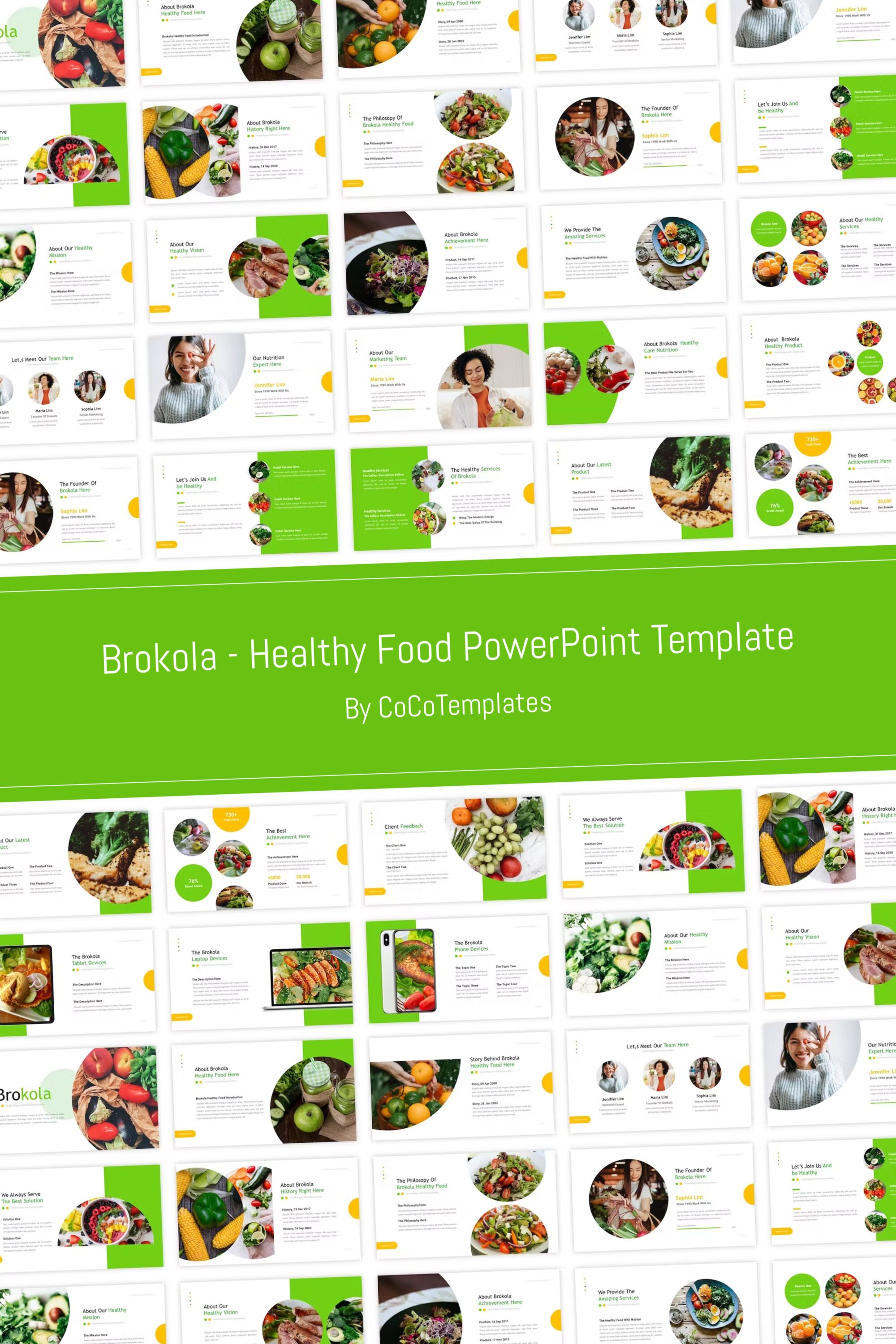 Brokola Healthy Food PowerPoint Template - pinterest image preview.