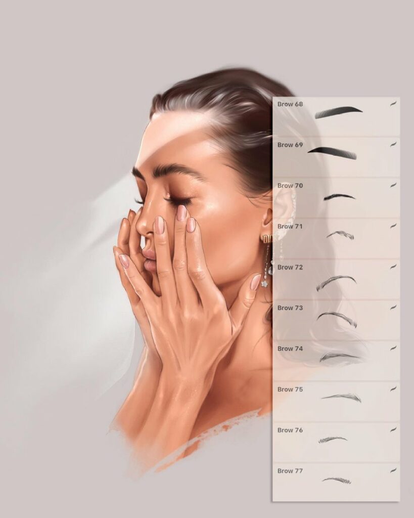 114 Brow Procreate Portrait Brushes MasterBundles