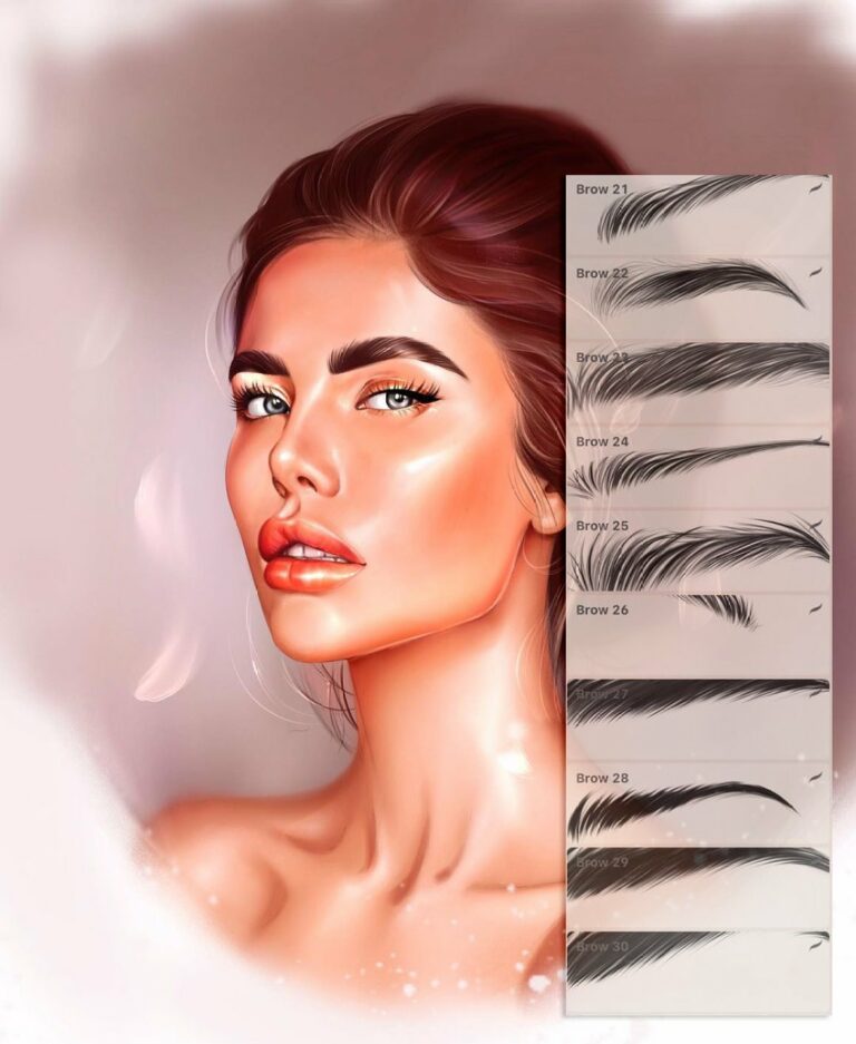 114 Brow Procreate Portrait Brushes MasterBundles