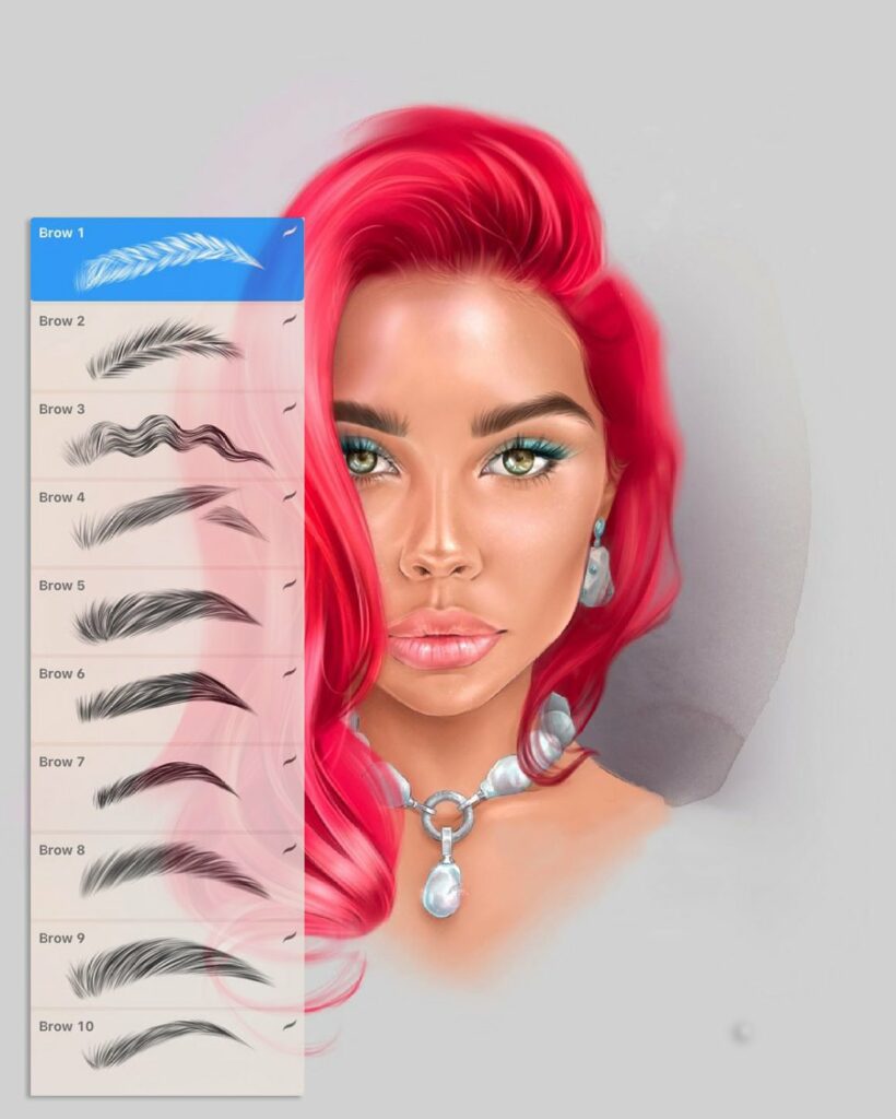 114 Brow Procreate Portrait Brushes MasterBundles