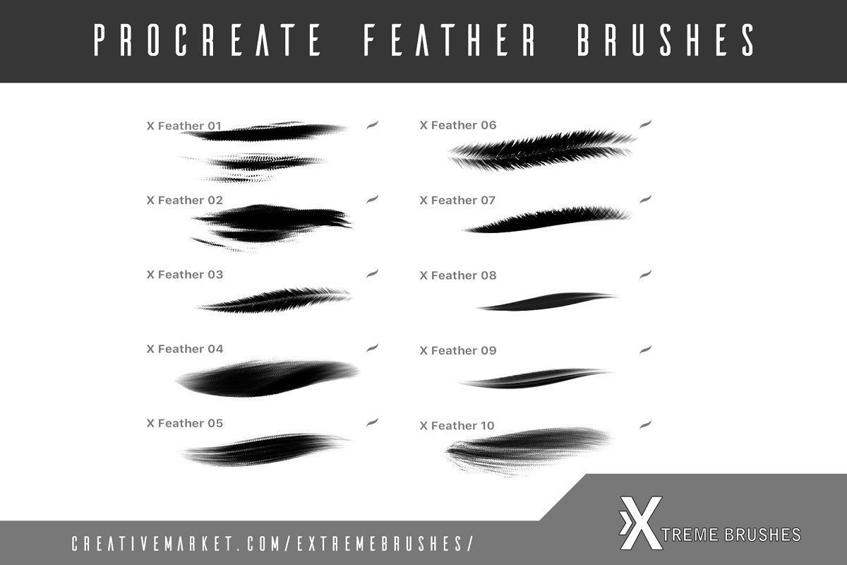 Procreate Feather Brushes created by Extreme Brushes.