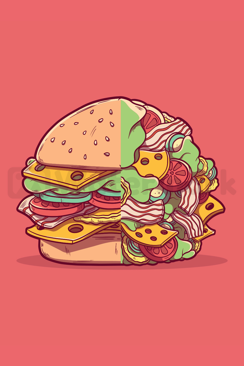 Burger Elements Vector Graphics pinterest image.