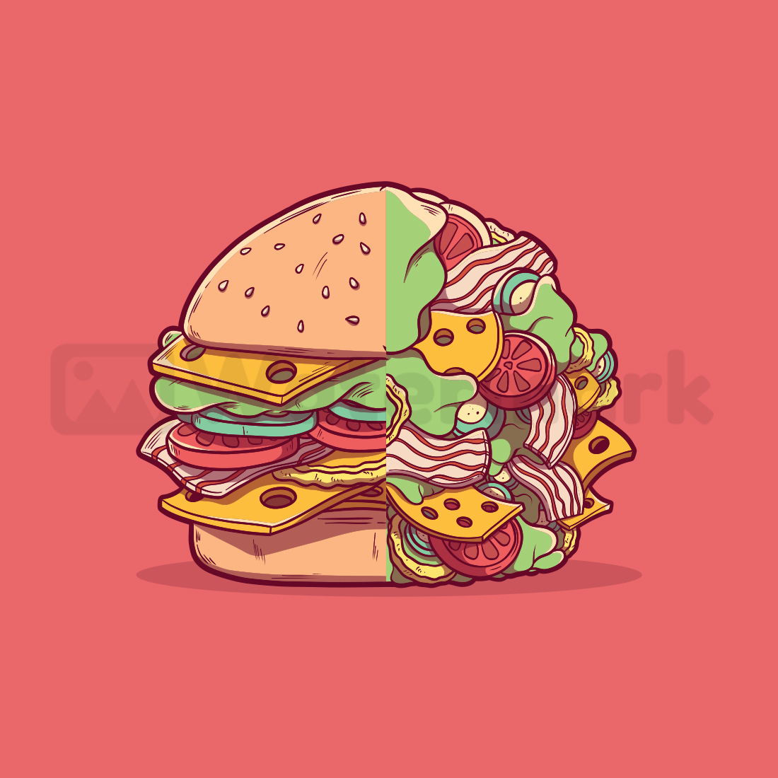 Burger Elements Vector Graphics facebook image.