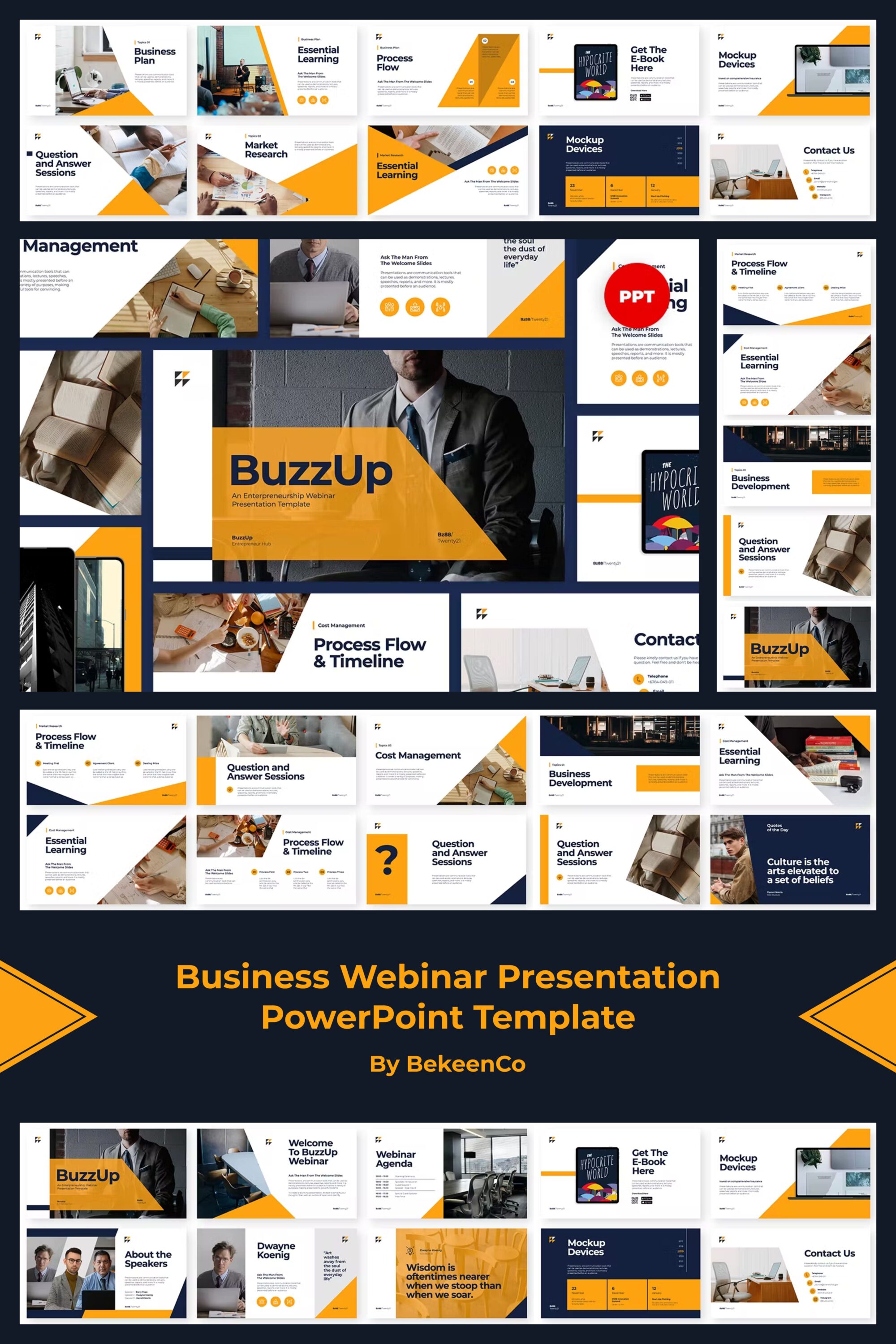 Business Webinar Presentation PowerPoint Template - pinterest image preview.