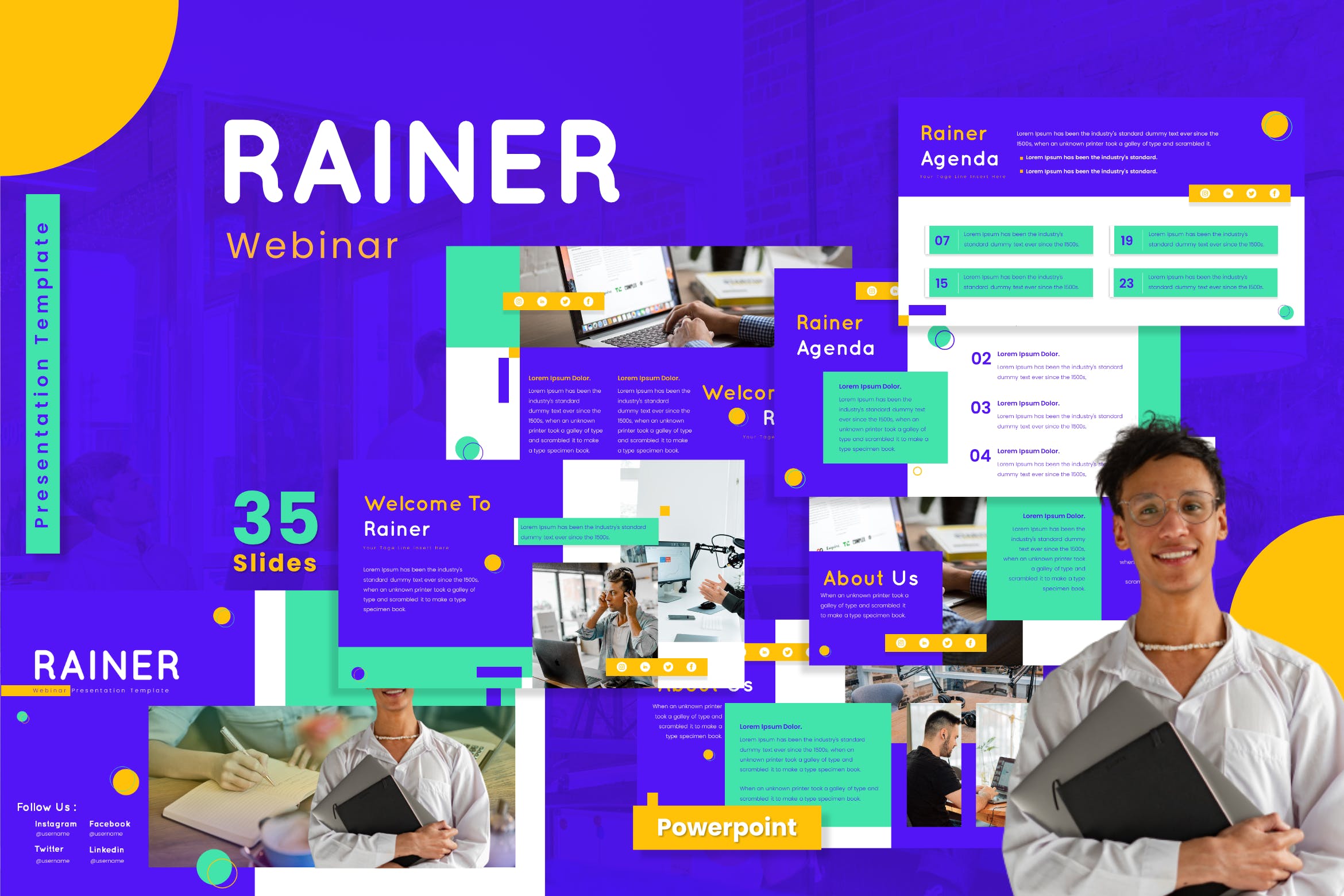 Cover image of Rainer Webinar Powerpoint Template.