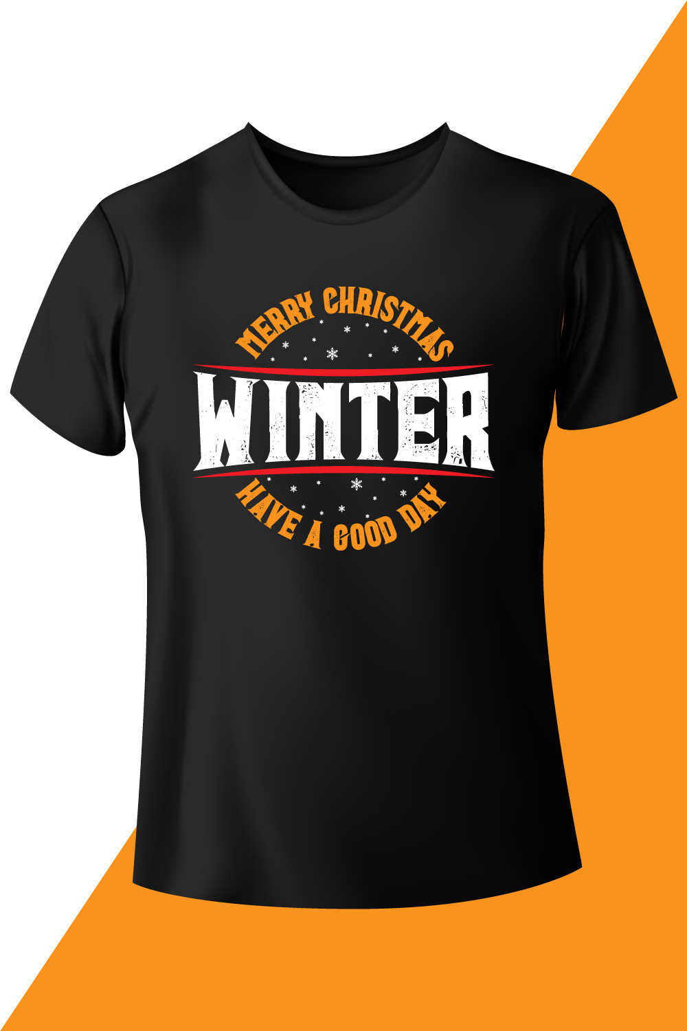 Image of a black t-shirt with a unique inscription on the theme of christmas.