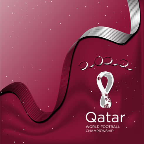 Charming image with the inscription Qatar football world championship.