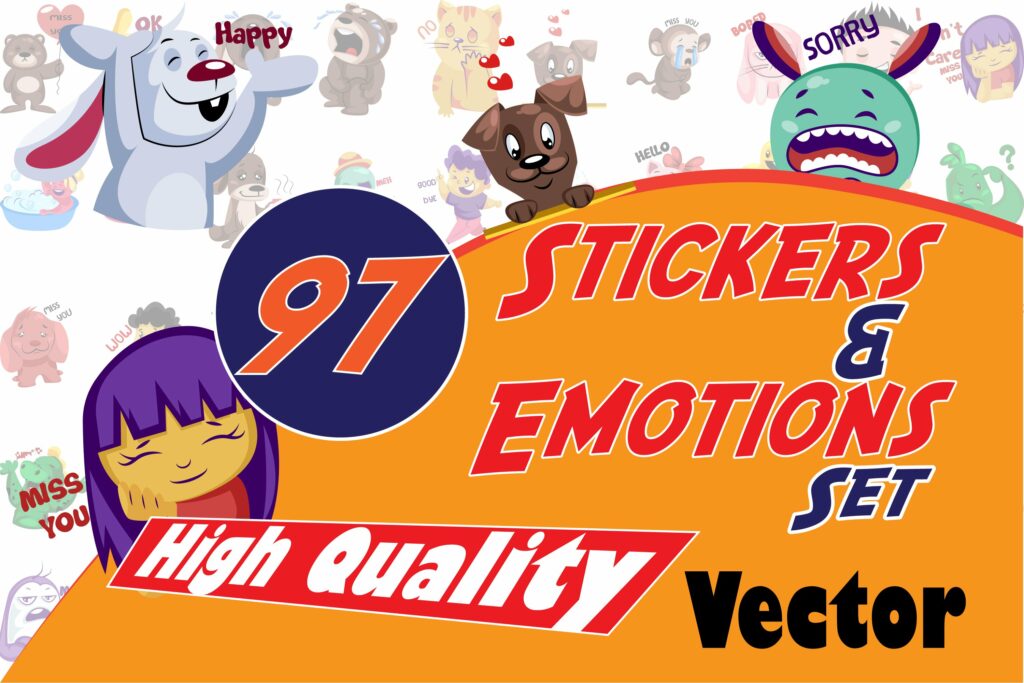 97 Stickers and Emotions Illustrations – MasterBundles