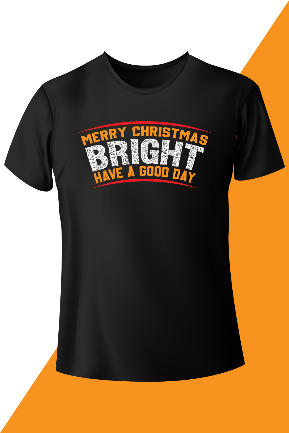 Image with a black T-shirt with a beautiful inscription merry christmas bright have a good day.