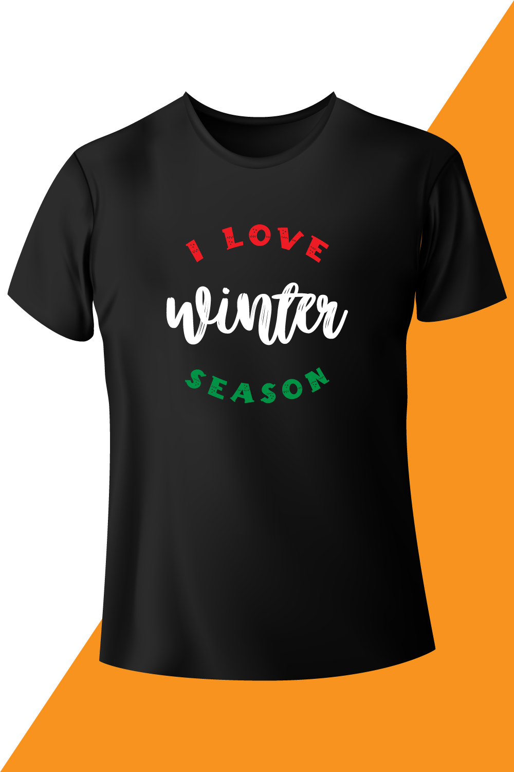 Image with a black t-shirt with an enchanting inscription i love winter season.