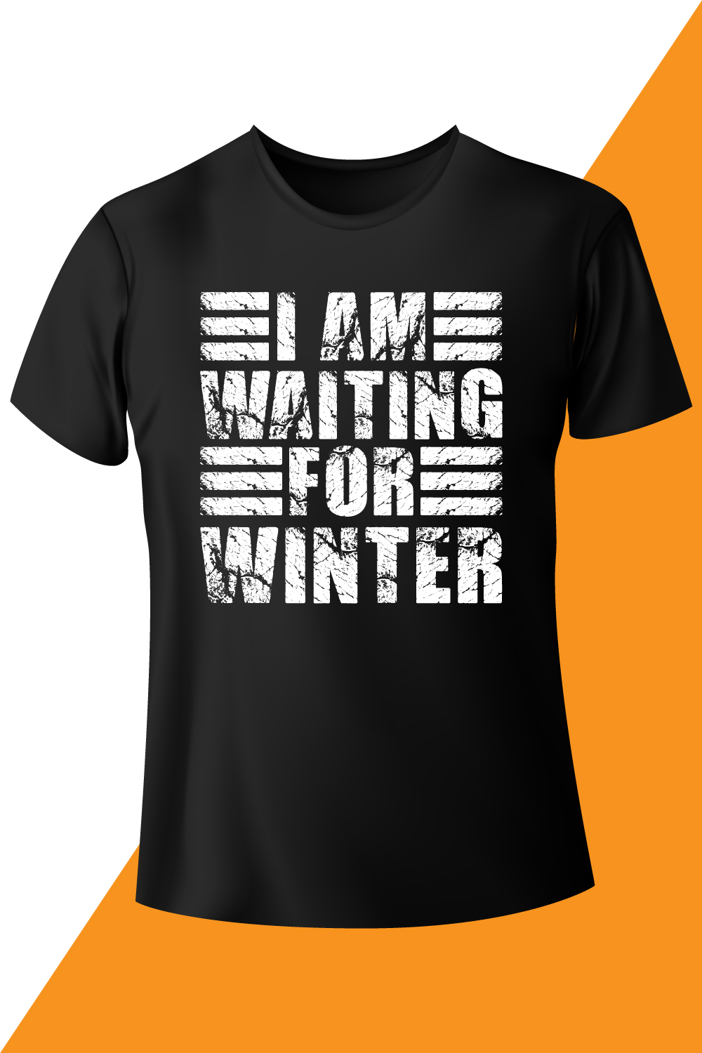 An image with a black t-shirt with an enchanting inscription i am waiting for winter.