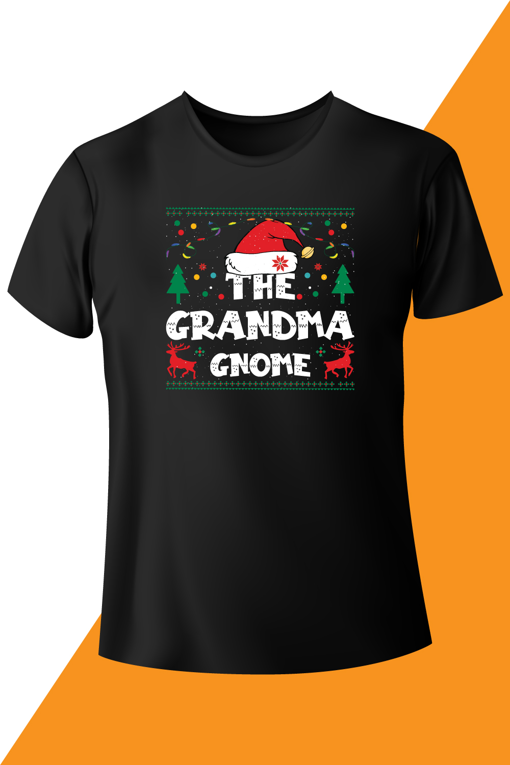 Image of a black t-shirt with a charming inscription The grandma gnome.