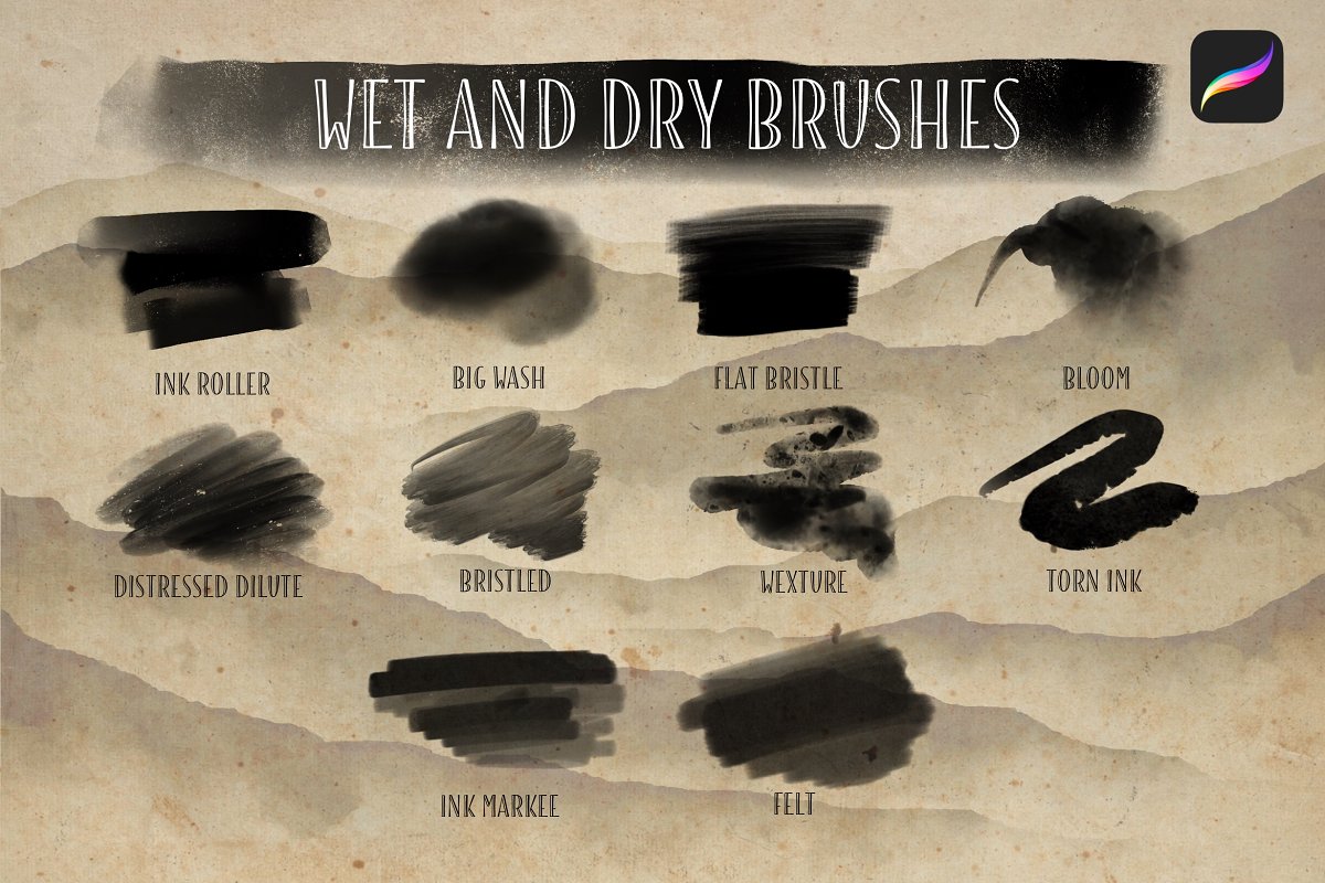 Big diversity of wet and dry brushes.