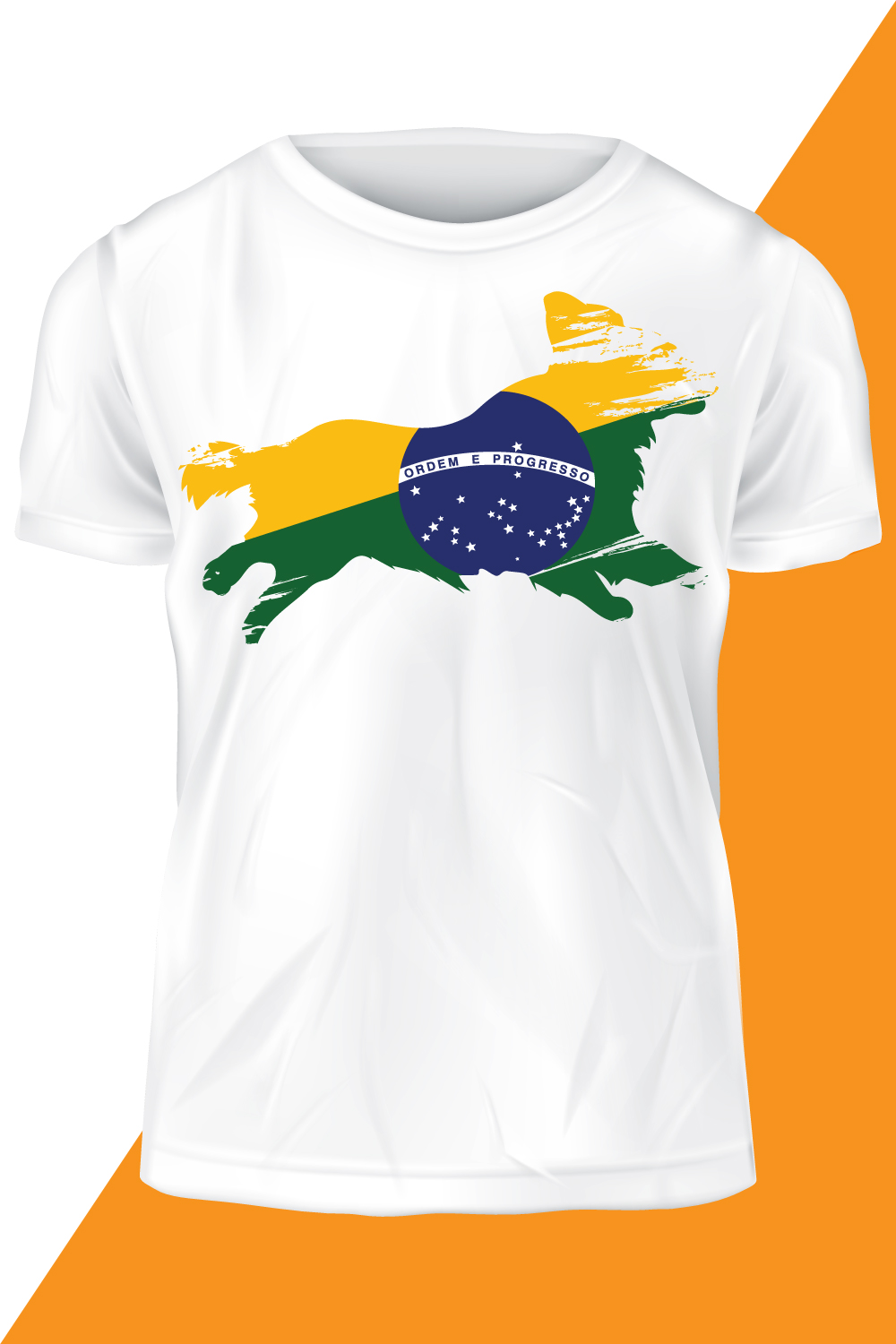 Brazil Flag Style T-shirt Vector Template pinterest image.