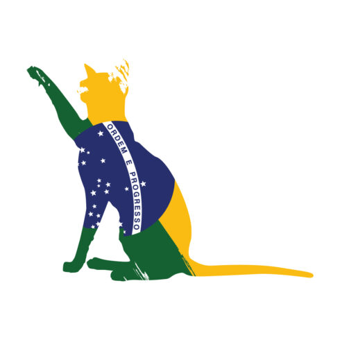 Brazil Flag Cat T-shirt Vector Template Design cover image.