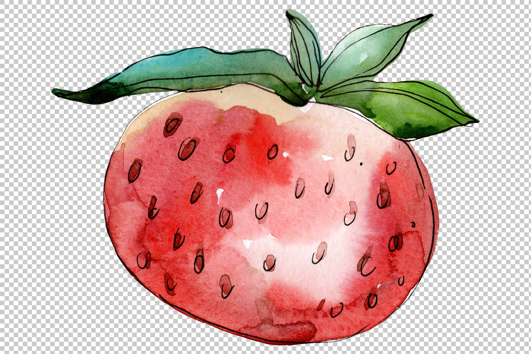 So big watercolor strawberry.