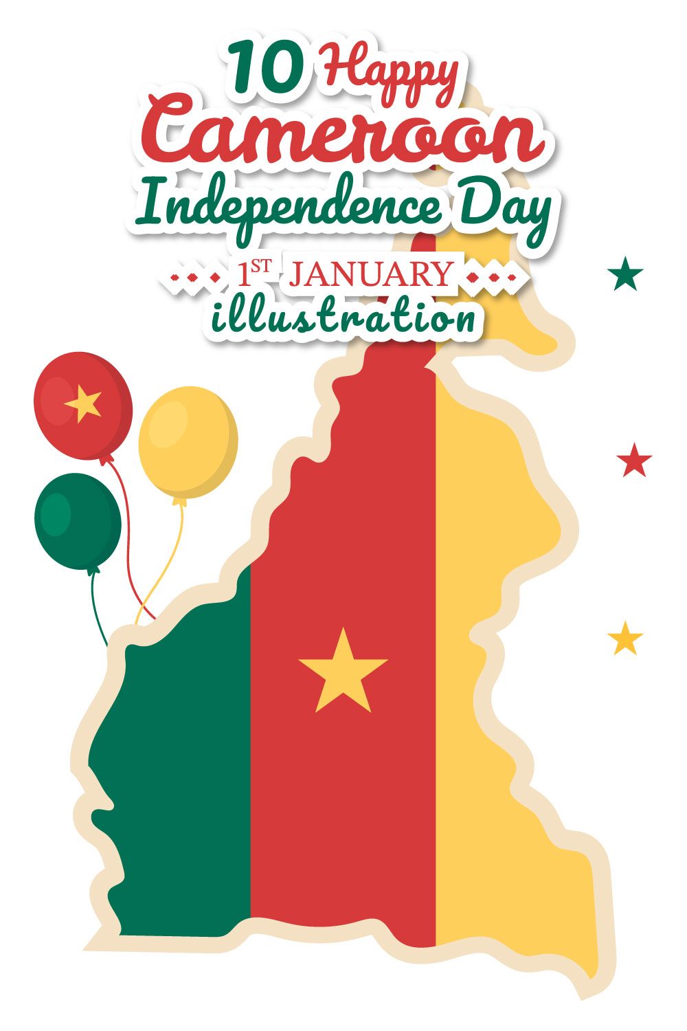 Happy Cameroon Independence Day Illustration pinterest image.