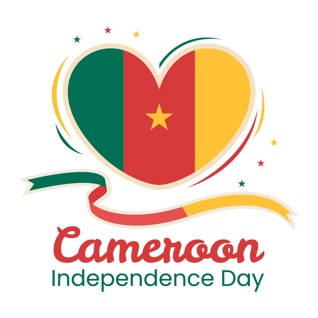 Happy Cameroon Independence Day Illustration cover image.