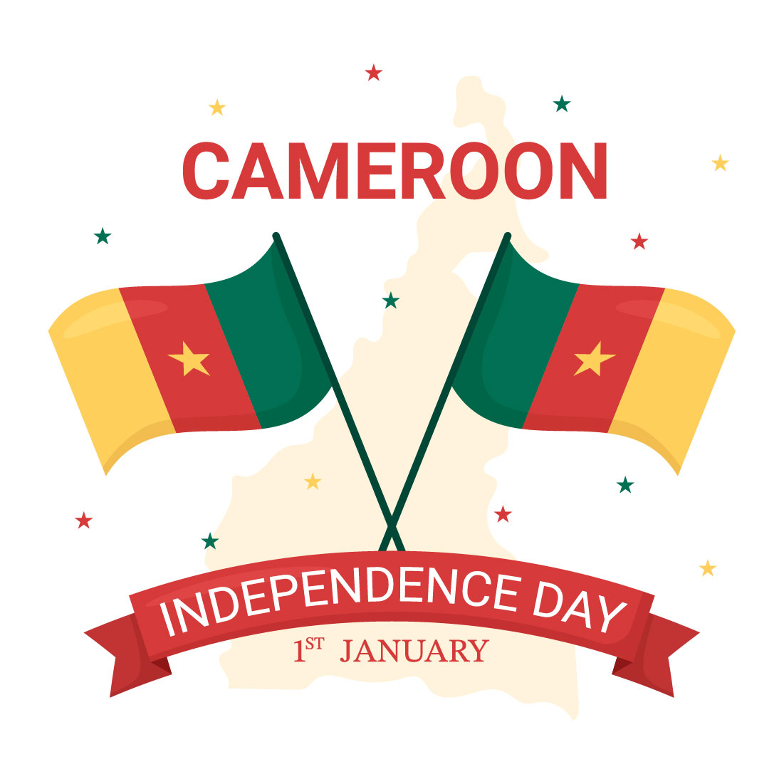 Happy Independence Day of Cameroon Illustration cover image.