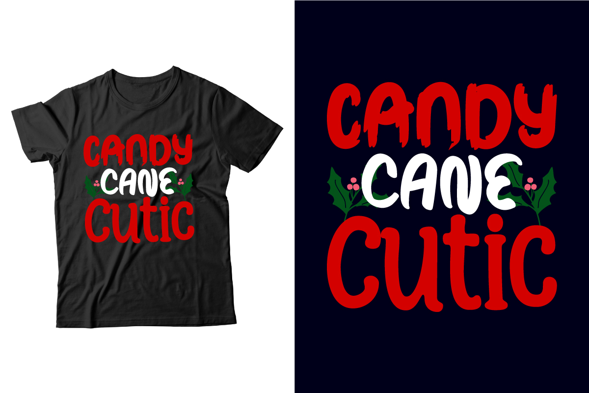 Candy cane cutic - t-shirt design.