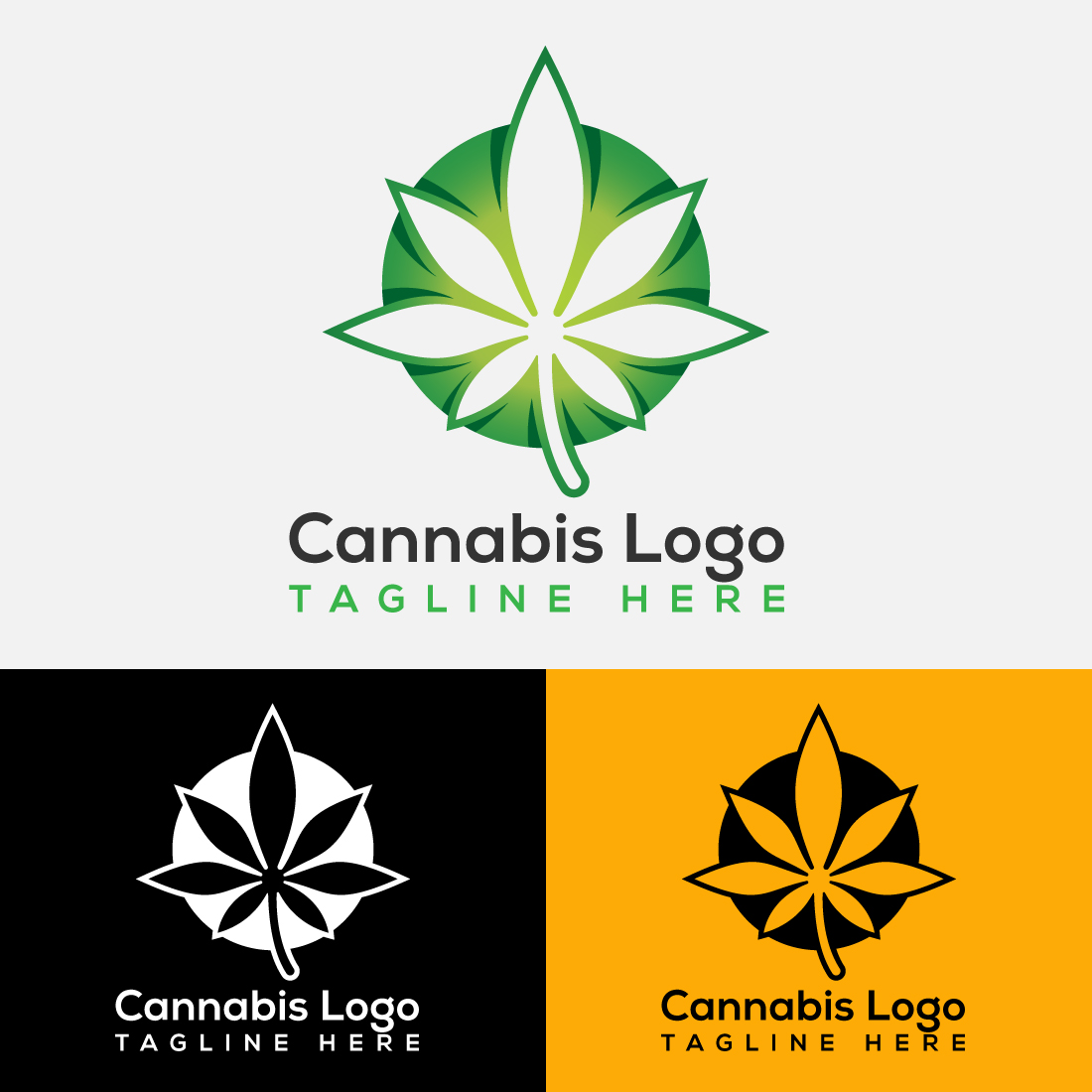 Modern Cannabis Leaf Logo Design main cover.
