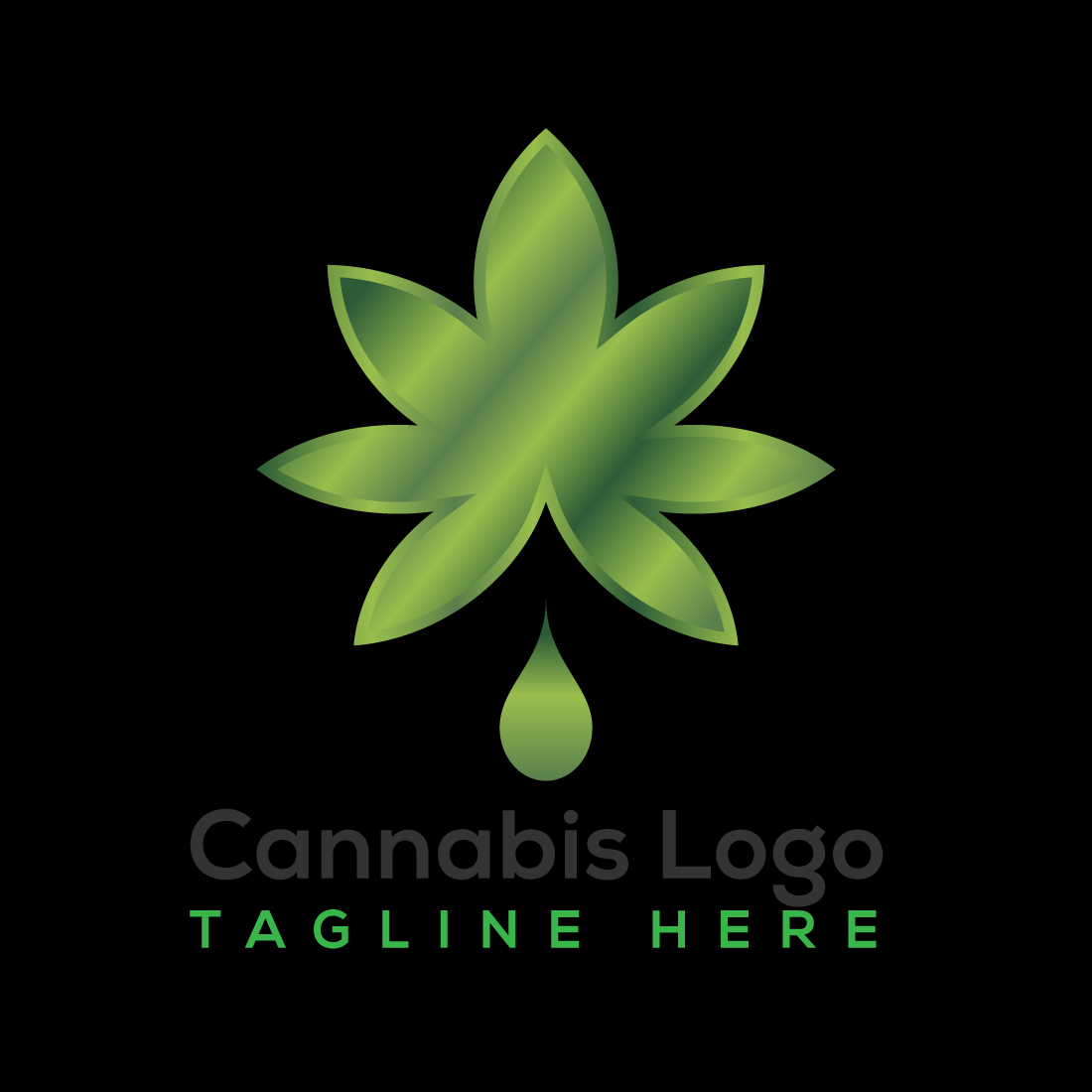 Marijuana Vector Logo Design Template preview with black background.