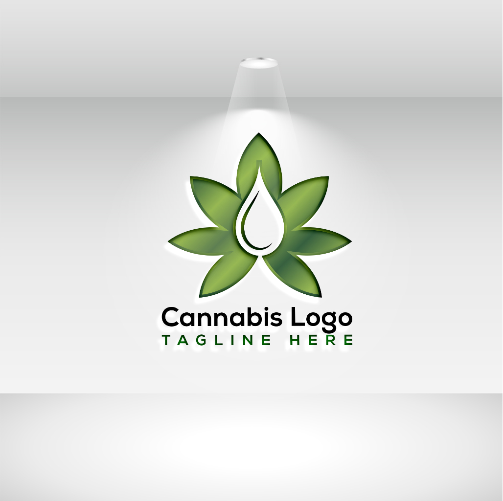 Cannabis Vector Logo Design Template mockup example.