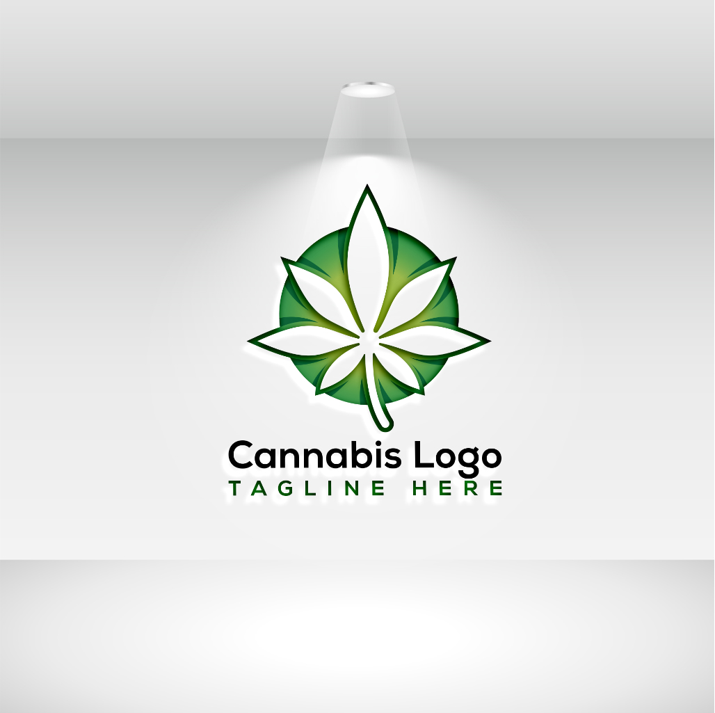 Modern Cannabis Leaf Logo Design example mockup.
