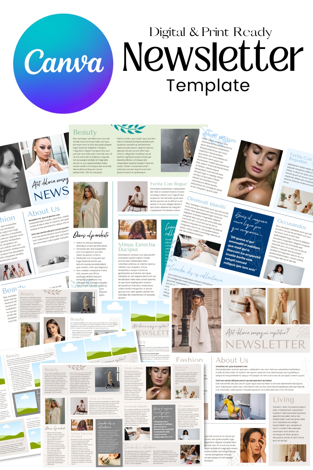 Canva Newsletter Template Cosmetics - pinterest image preview.