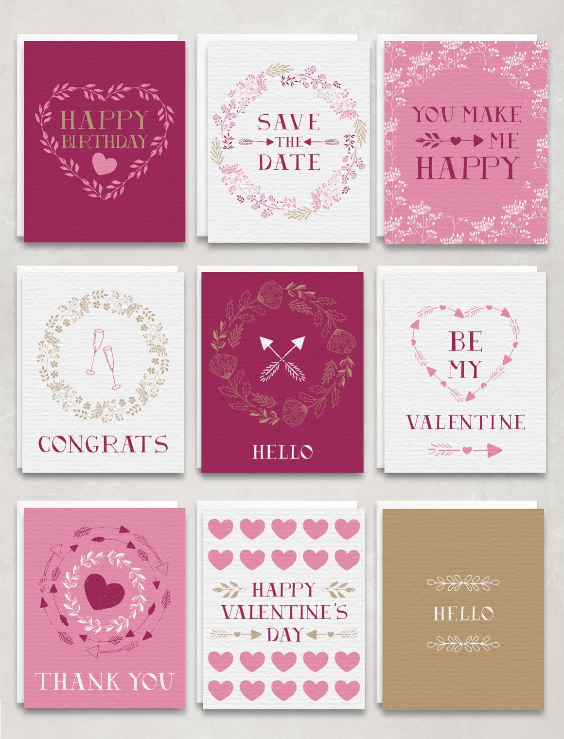 Colorful valentine cards design.