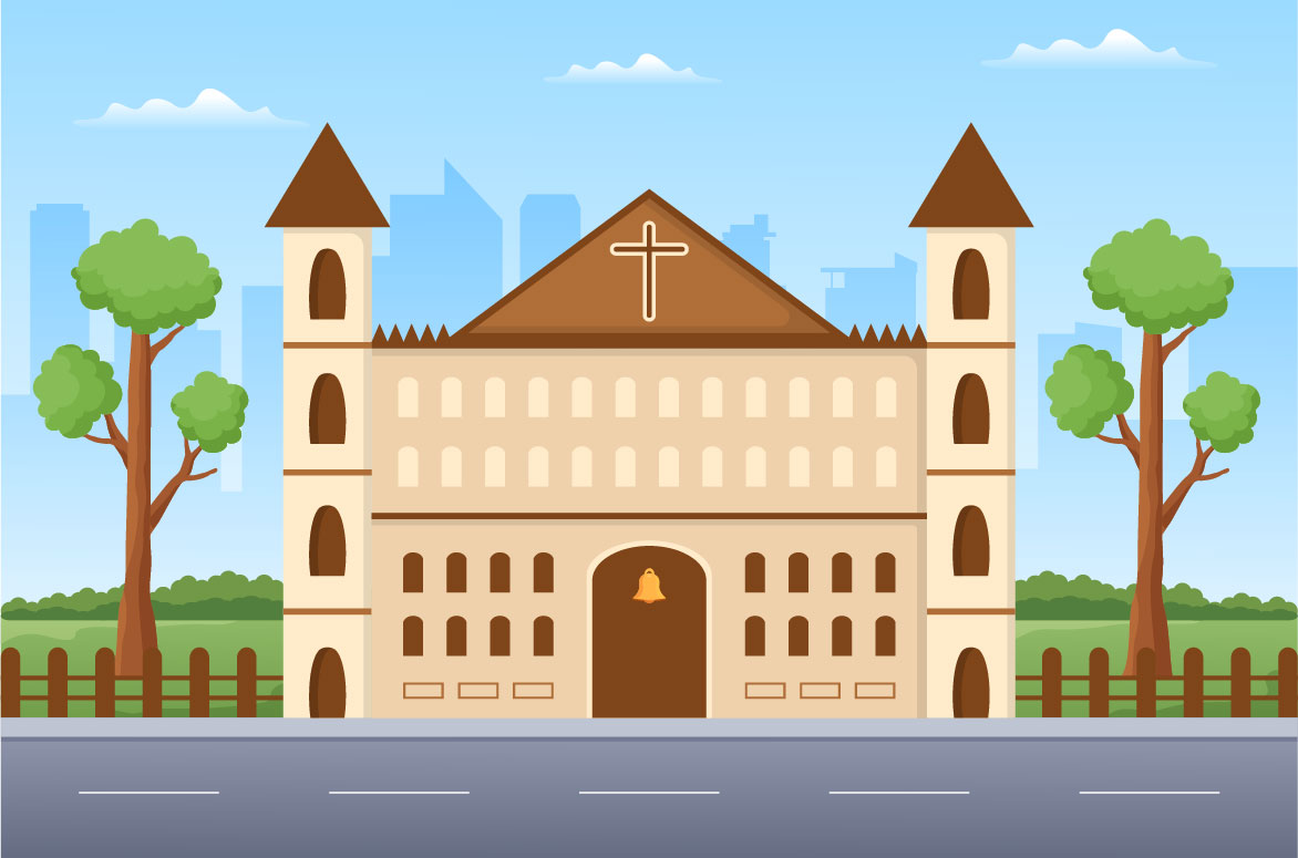 Catholic Church Cathedral Illustration preview image.