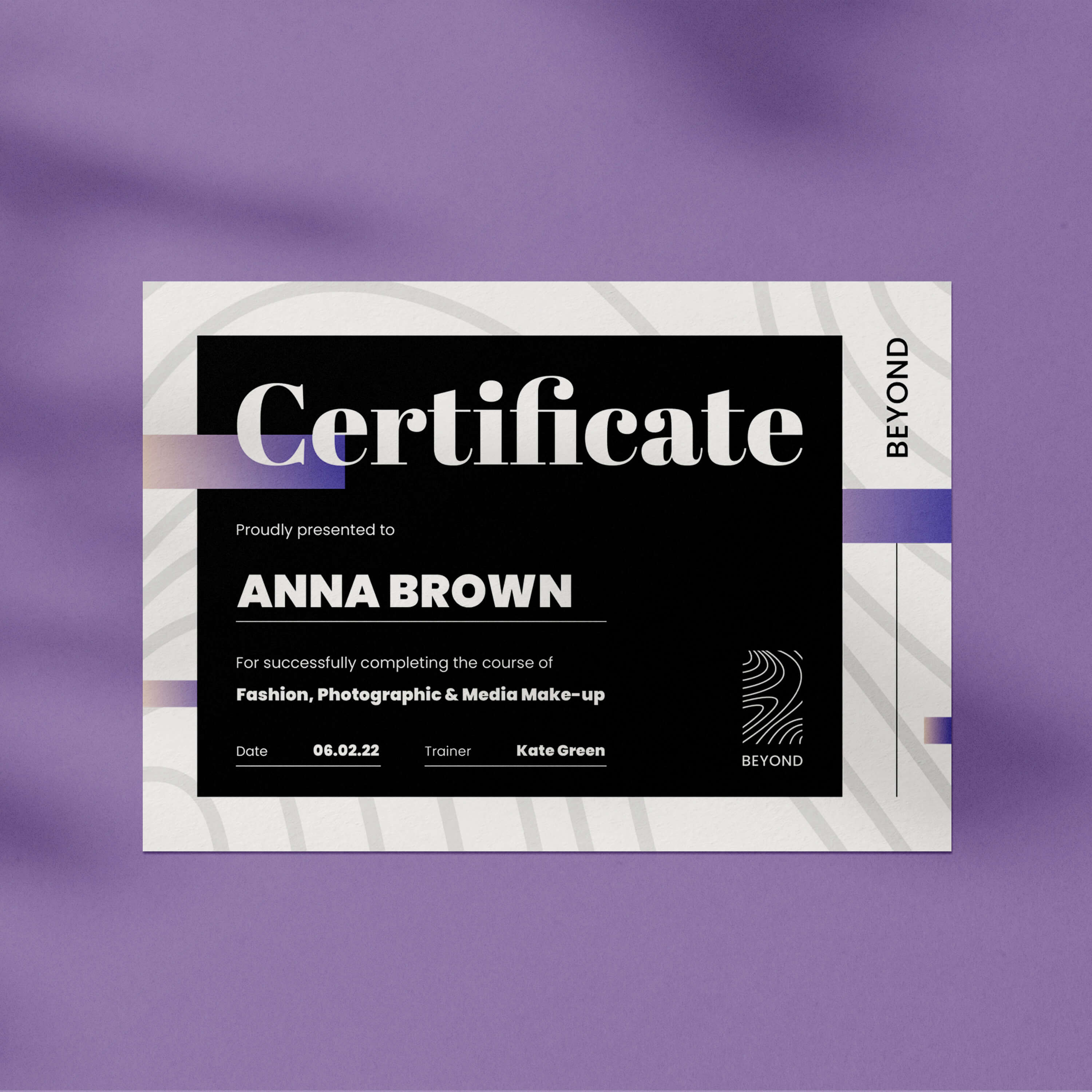 Beauty Course Lilac Certificate of Completion Design facebook image.