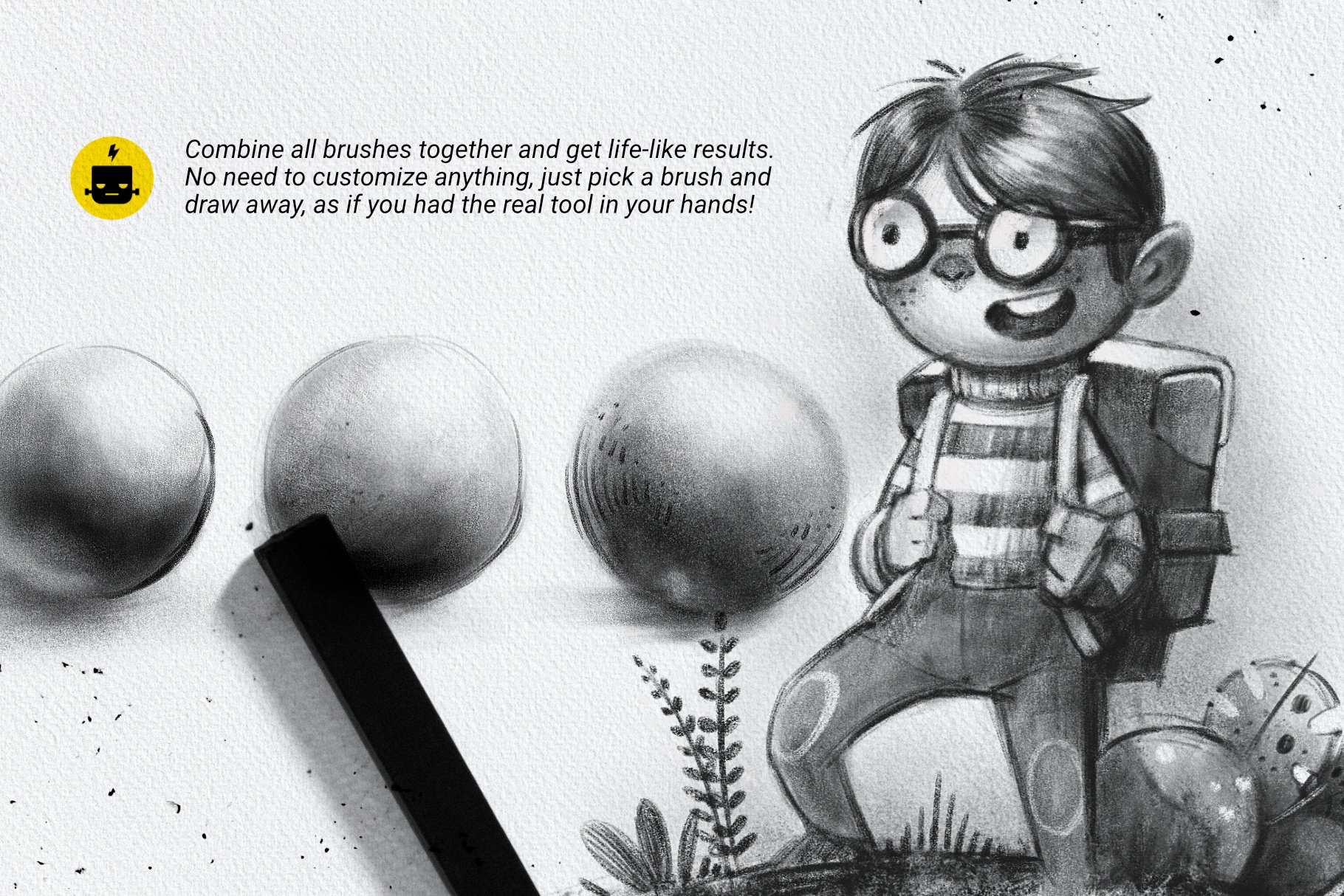 Cool illustration with a boy by pencil.