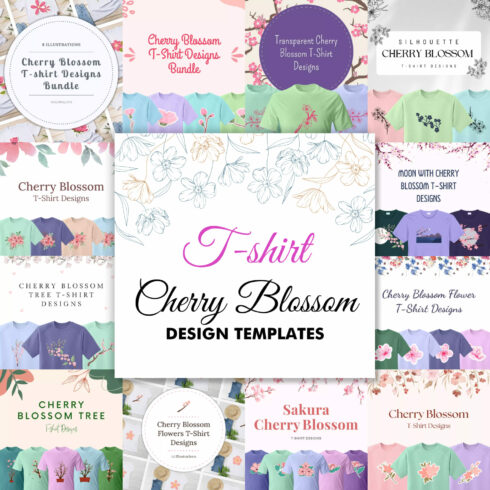 Cherry Blossom T-shirt Design Templates.