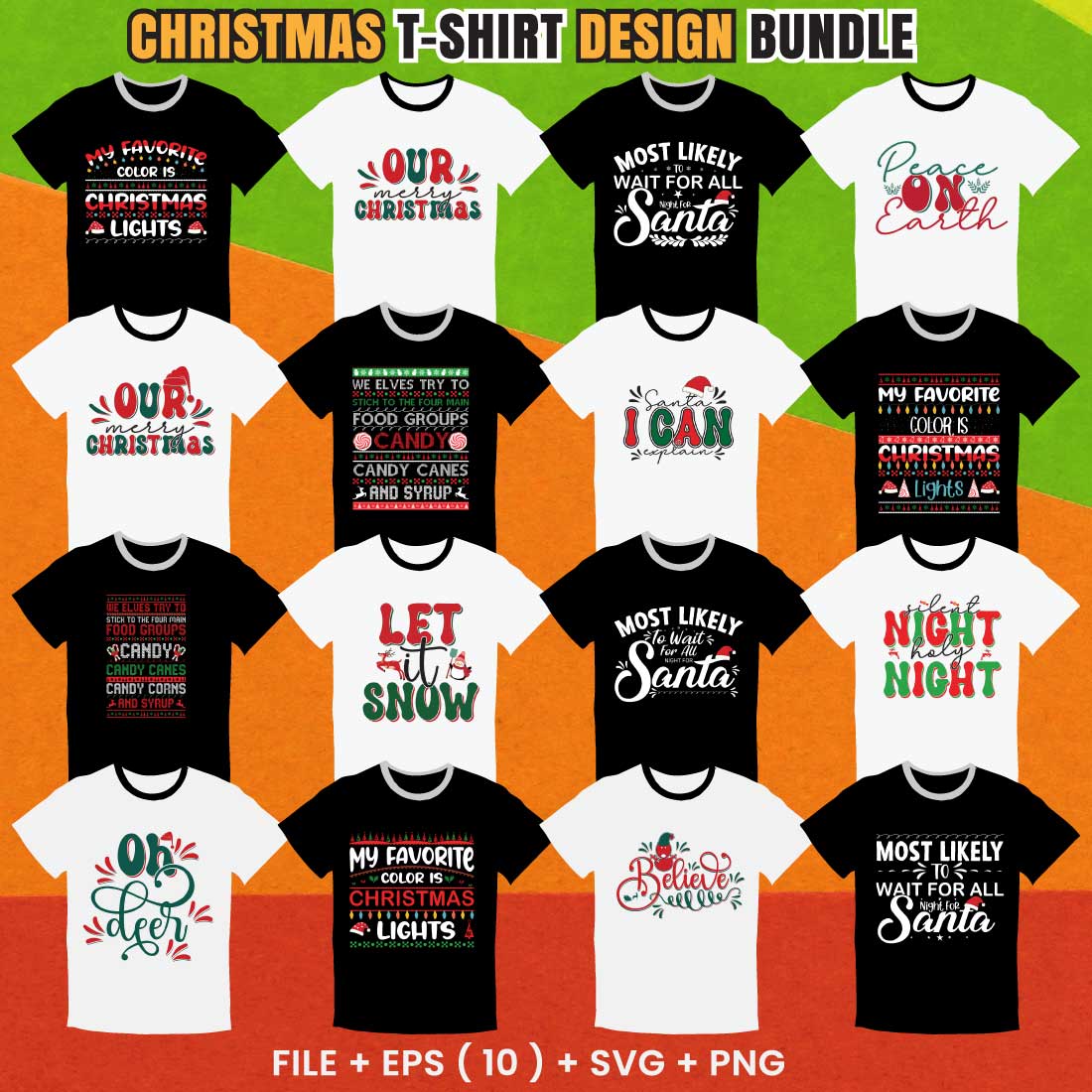 Big diversity of Christmas t-shirts.