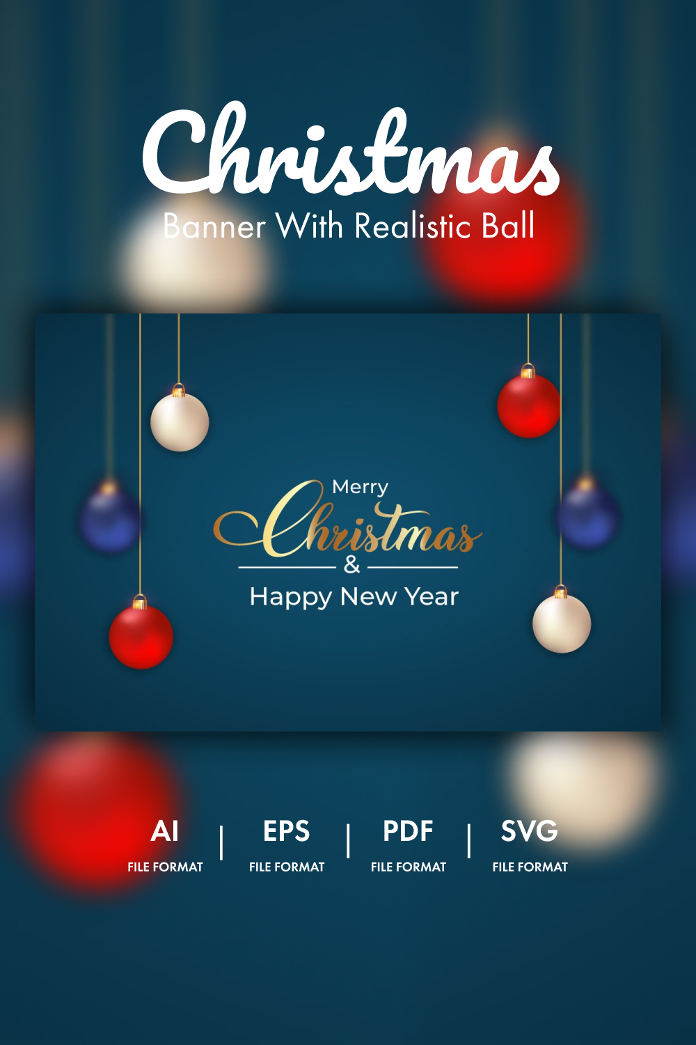 christmas banner with realistic ball pinterest 542