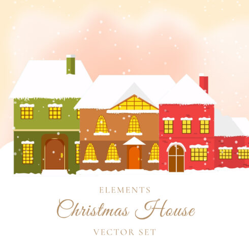Christmas House Set Vector Elements.