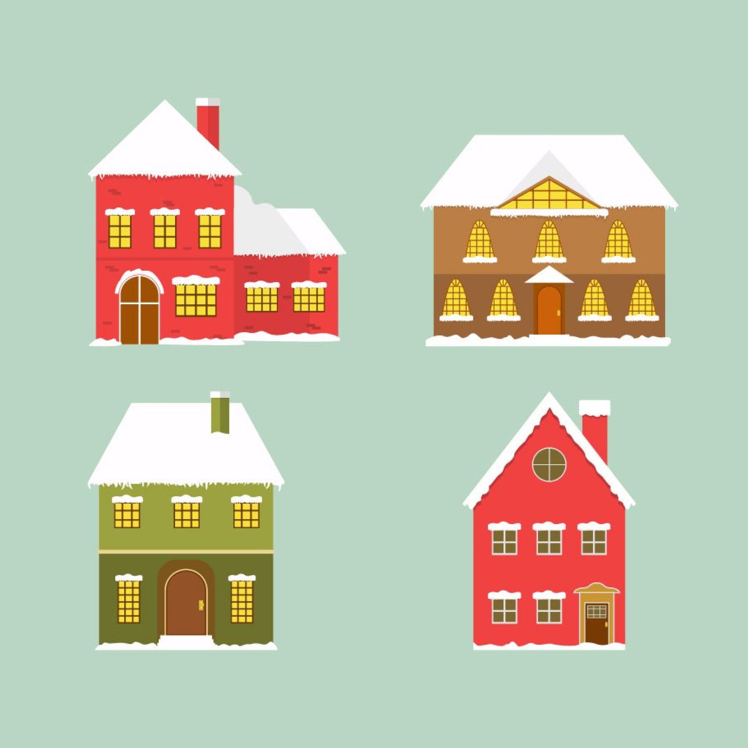 Christmas House Set Vector Elements cover.