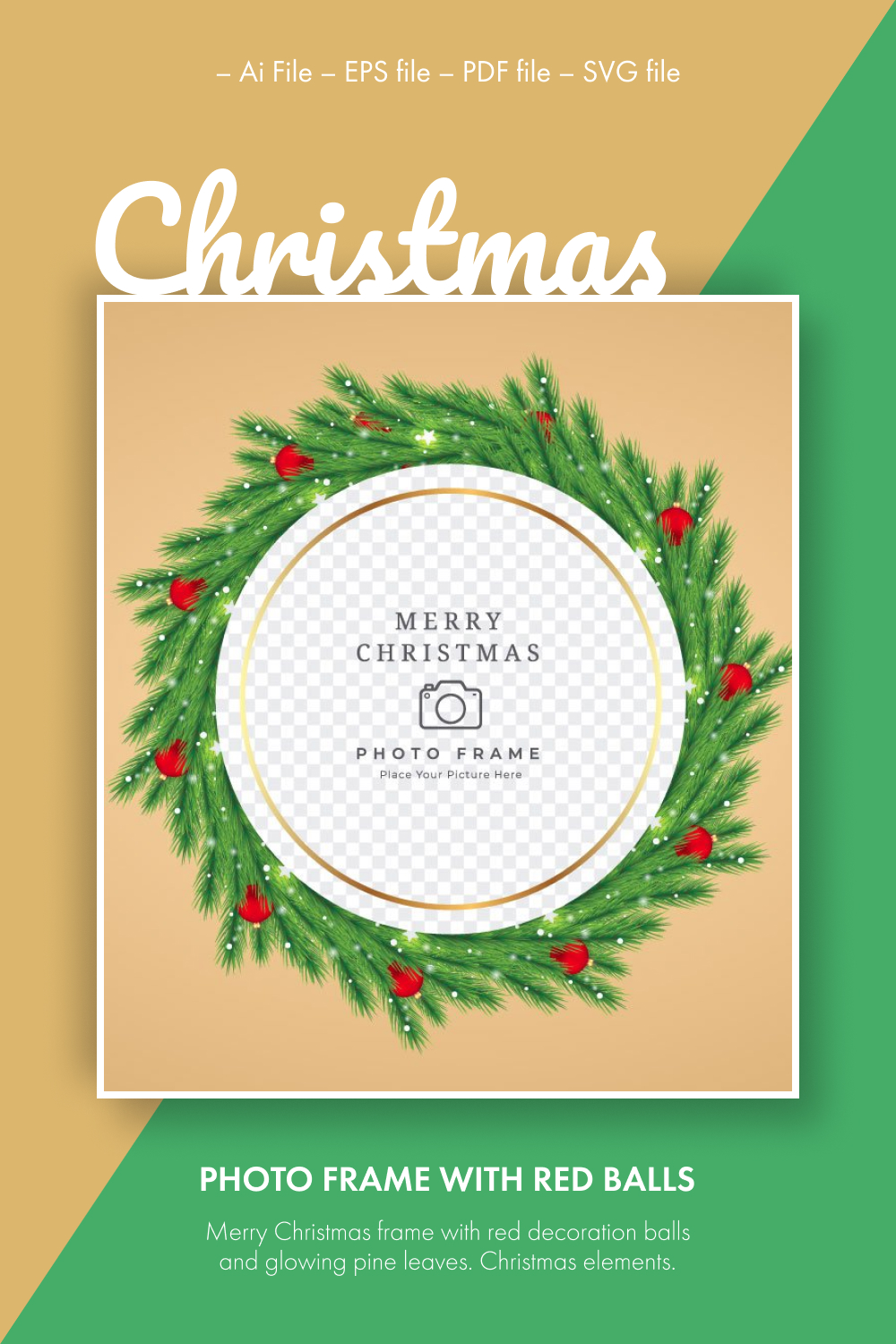 christmas photo frame with red balls pinterest 985