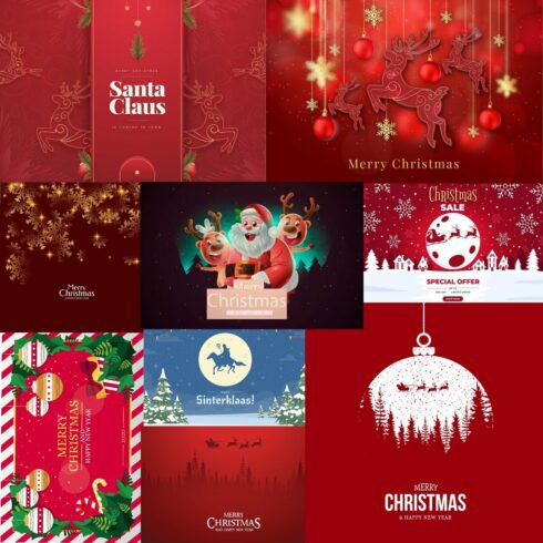 Set of colorful images on the theme of Christmas.