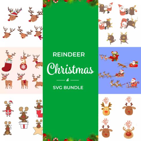 Reindeer christmas and svg bundle.