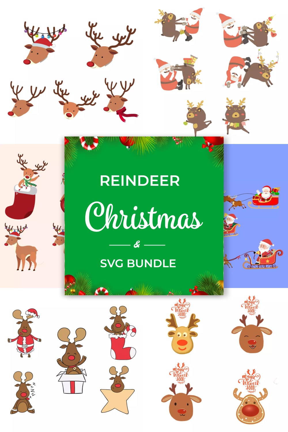 Christmas Reindeer SVG Bundle - pinterest image preview.