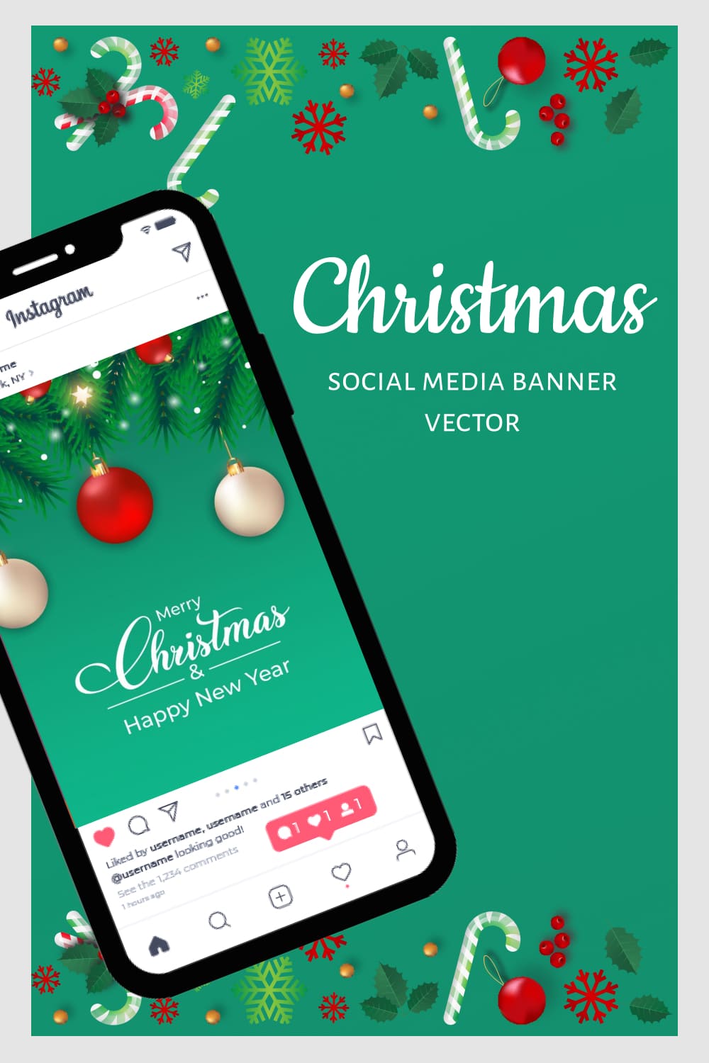 christmas social media banner vector pinterest 17