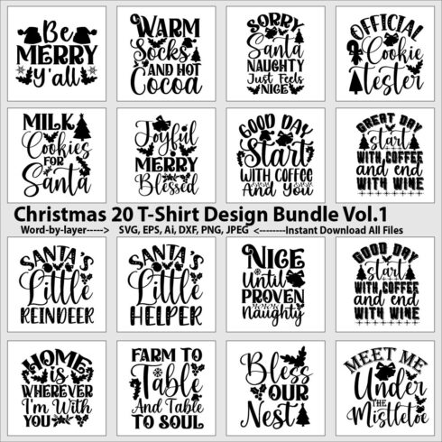 Christmas T-Shirt Design Bundle cover image.