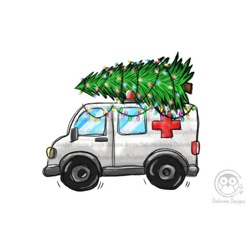 Christmas Tree On Ambulance Car PNG cover image.