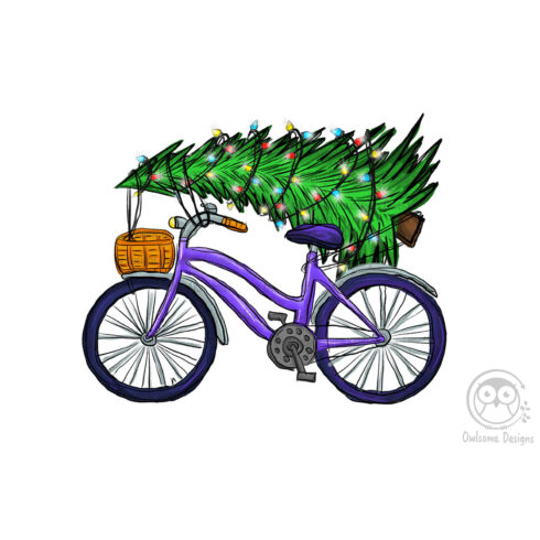 Christmas Tree On Bicycle PNG Design cover image.
