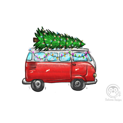 Christmas Tree On Hippie Van Bus PNG cover image.