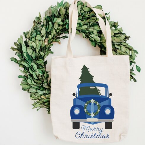 Blue Christmas Truck Clipart + SVG cover image.