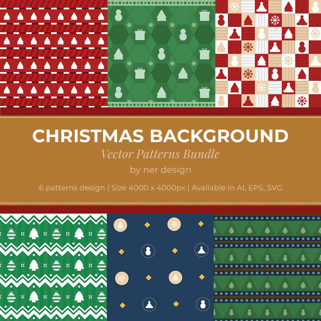 Christmas Background Vector Patterns Design - MasterBundles